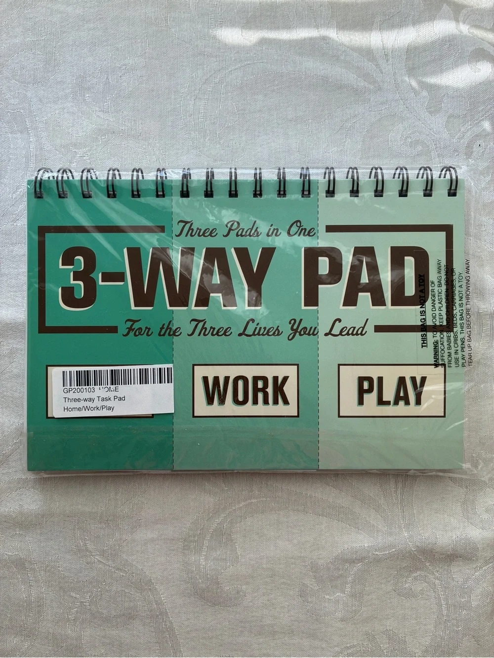 NWT 3-Way Pad Home/Work/Play—Three Pads in One Spiral Bound 9” x 6”